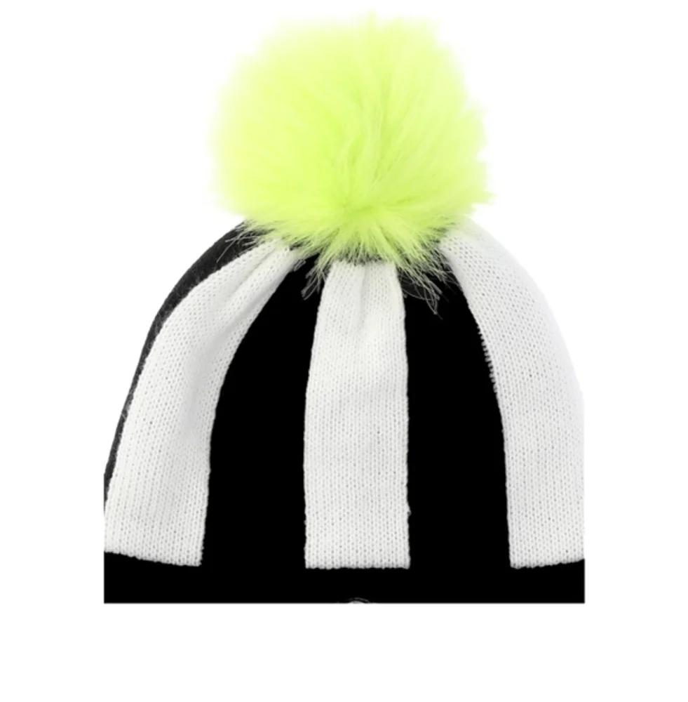 Beetlejuice Black White Striped Beanie with‎ Pom Pom Unisex